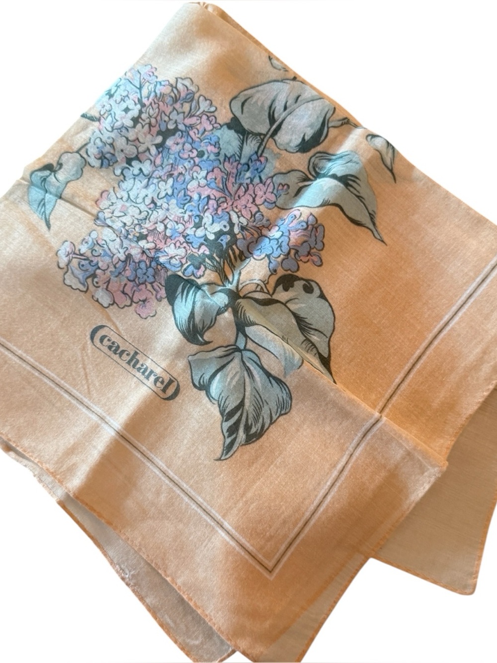 CACHAREL Vintage Floral Scarf Head or Neck Scarf, Designer French Accessories